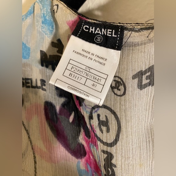Chanel Silk Multi-Color Logo Graphic Dress Sz: EUR 40 US 6 - Picture 9 of 10